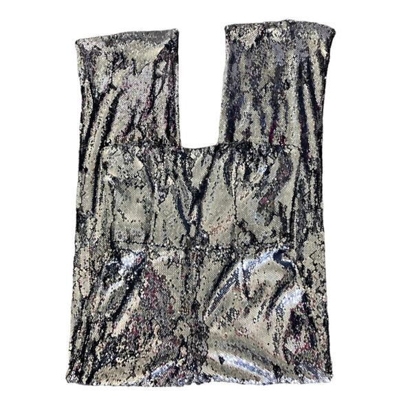 Dress the Population Andy Silver Sequin Strapless Jumpsuit Size XL Glam Party - Picture 7 of 8